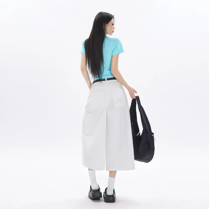 Rose Denim Shorts Women's White-4