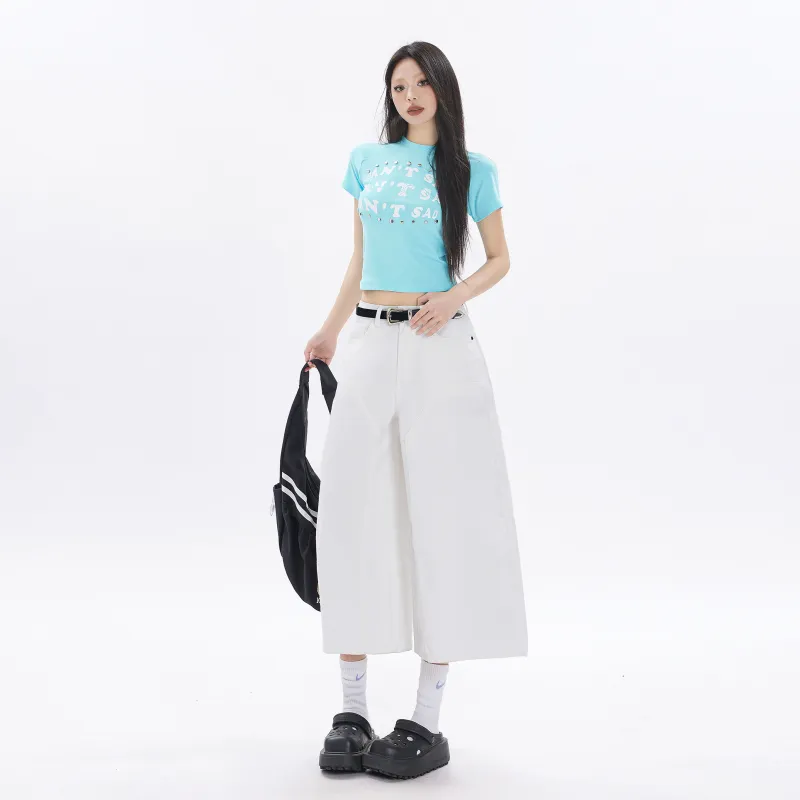 Rose Denim Shorts Women's White-2