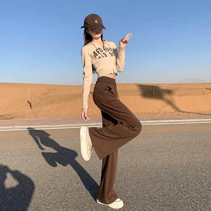 Rose Casual Pants Women's Dark Coffee-6