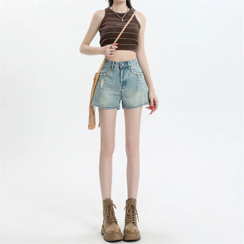 Rose Denim Shorts Women's Moonlight Blue-2