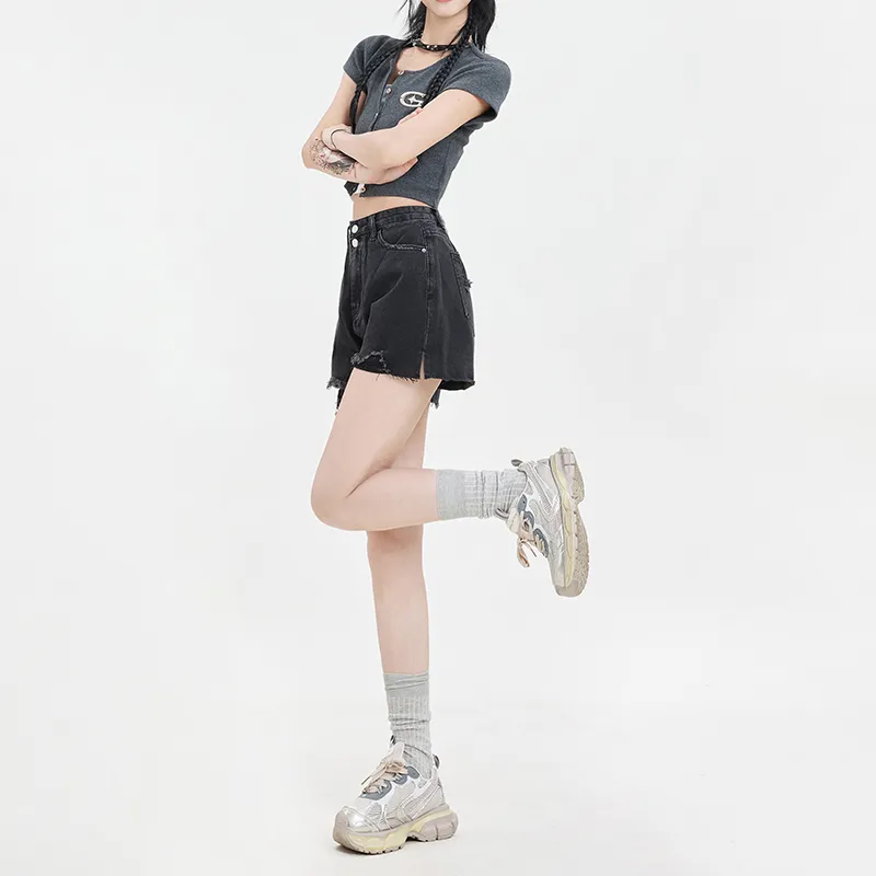 Rose Denim Shorts Women's-5