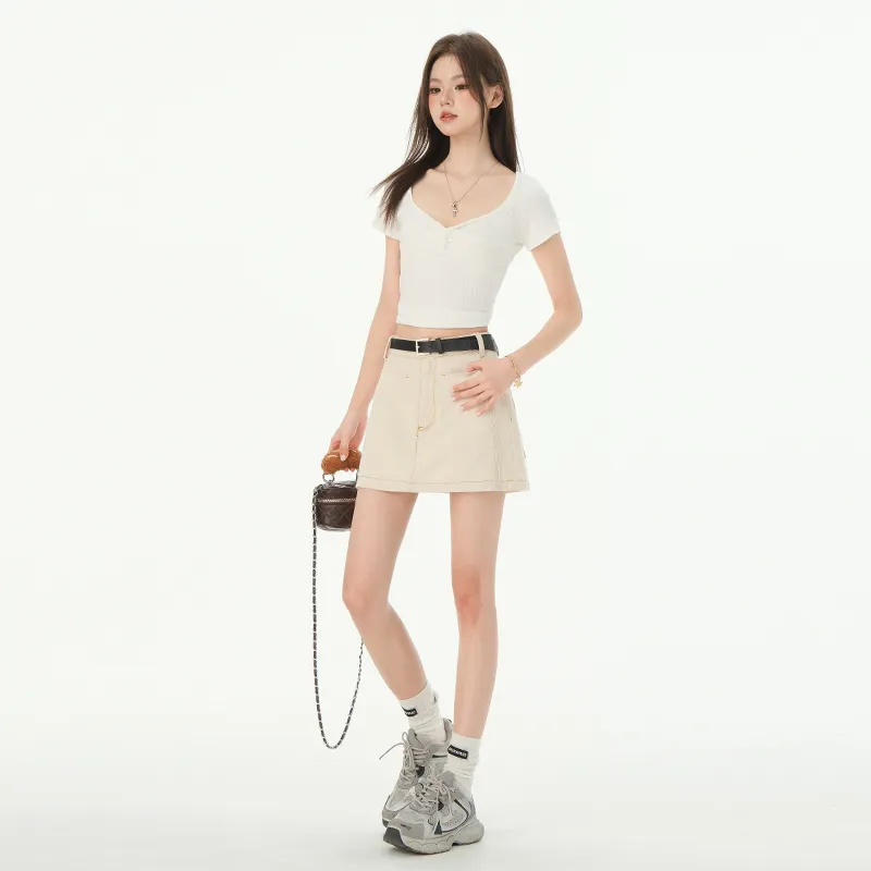 Rose Denim Short Skirts Women's-7