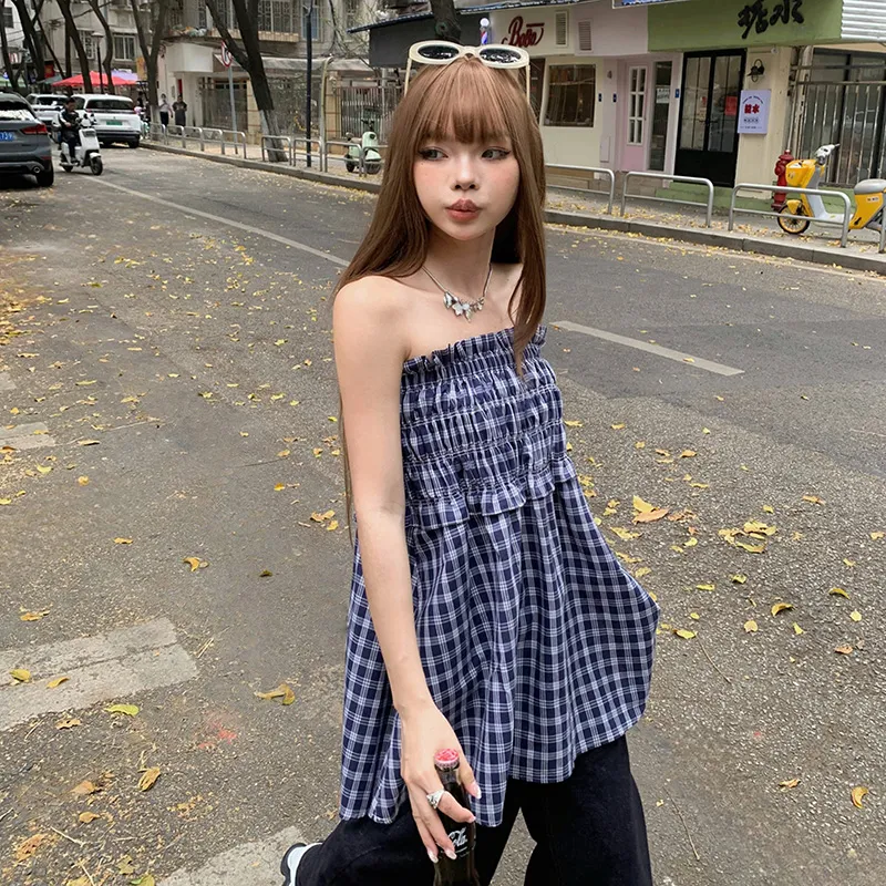 Rose Casual Long Skirts Women's Blue-6