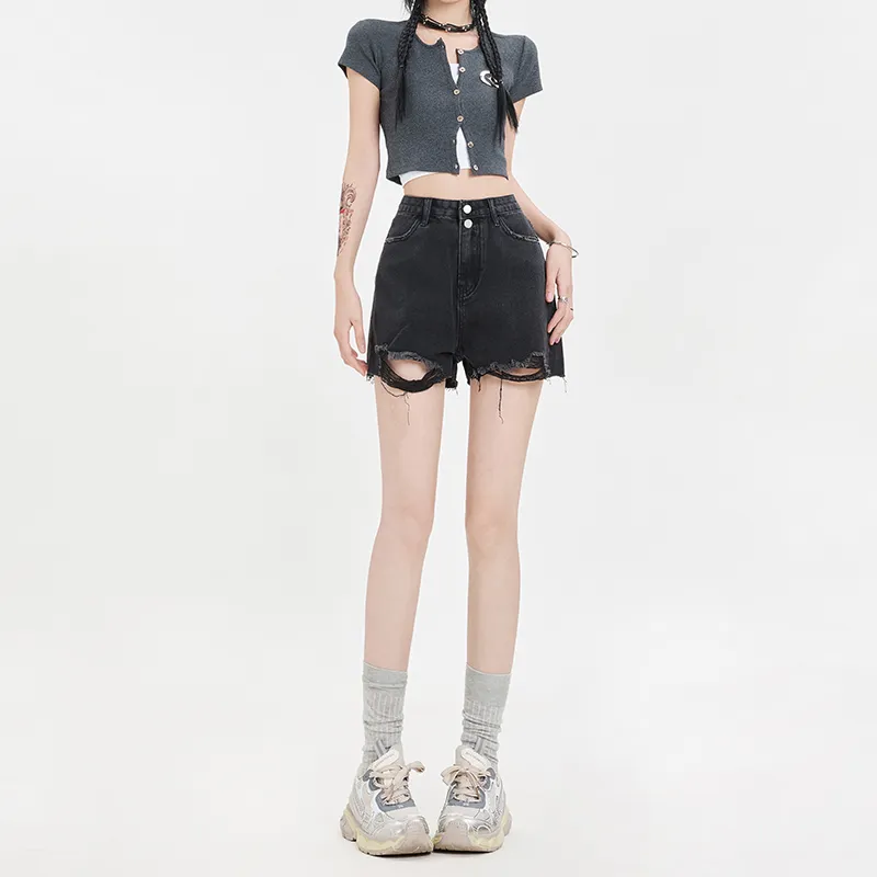 Rose Denim Shorts Women's-3