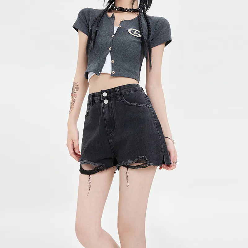 Rose Denim Shorts Women's-2