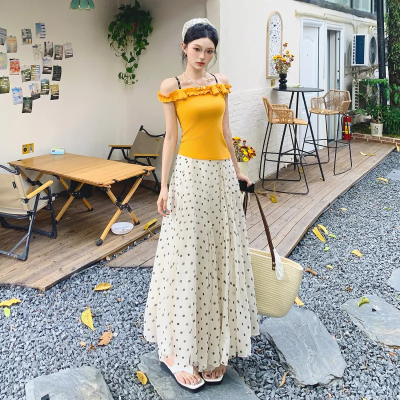 Rose Casual Long Skirts Women's Ecru-5