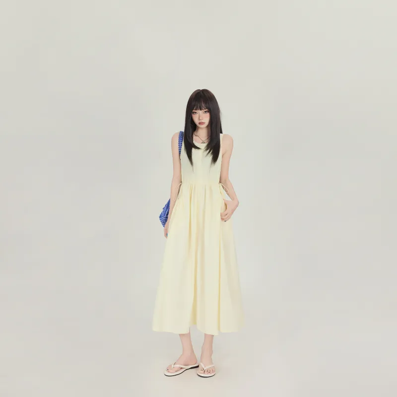 Rose Slip Dresses Women's Yellow-4