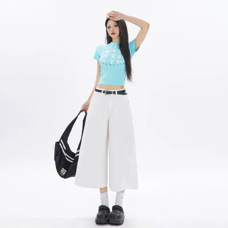 Rose Denim Shorts Women's White-3