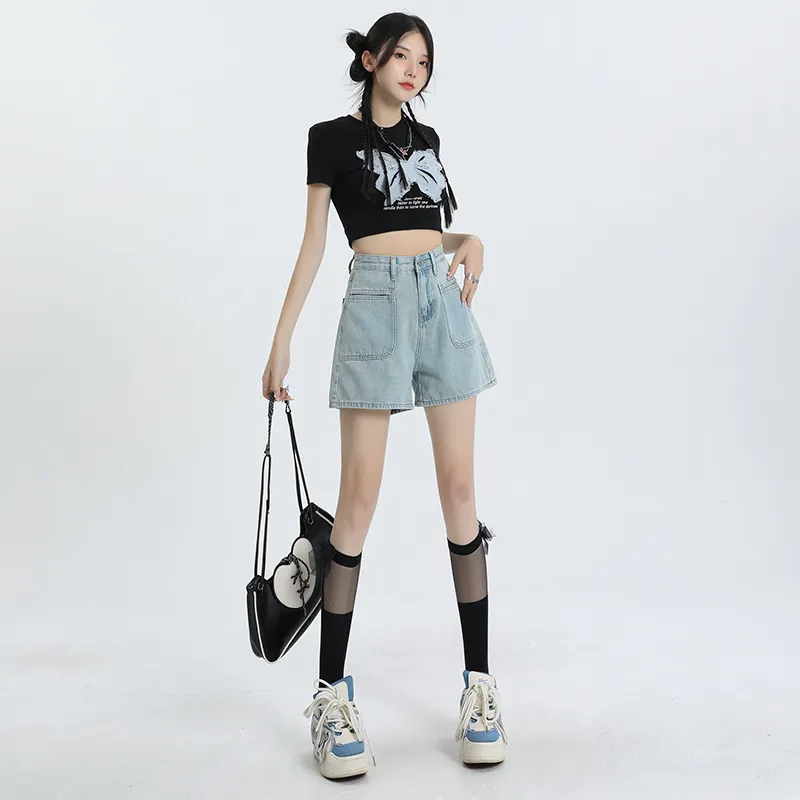 Rose Denim Shorts Women's-6