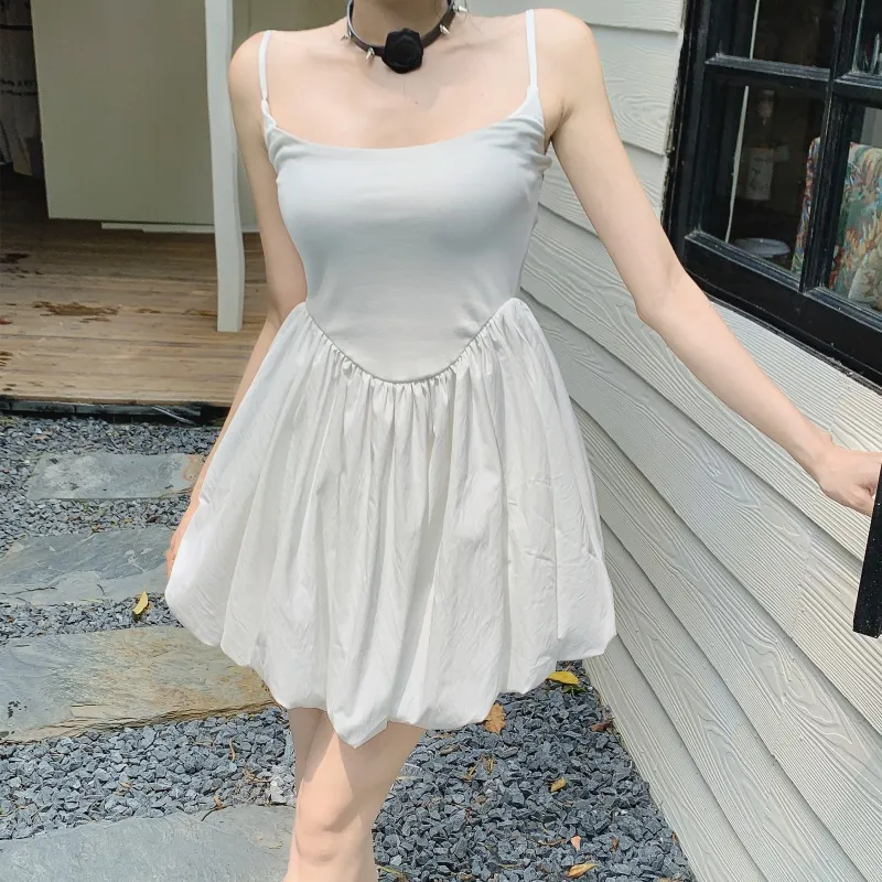 Rose Slip Dresses Women's White-5