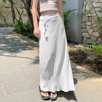 Rose Casual Long Skirts Women's White
