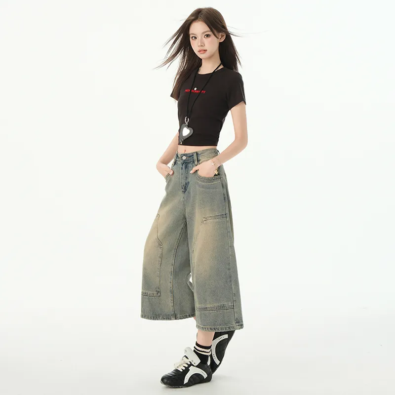 Rose Denim Shorts Women's Nostalgic Blue-1