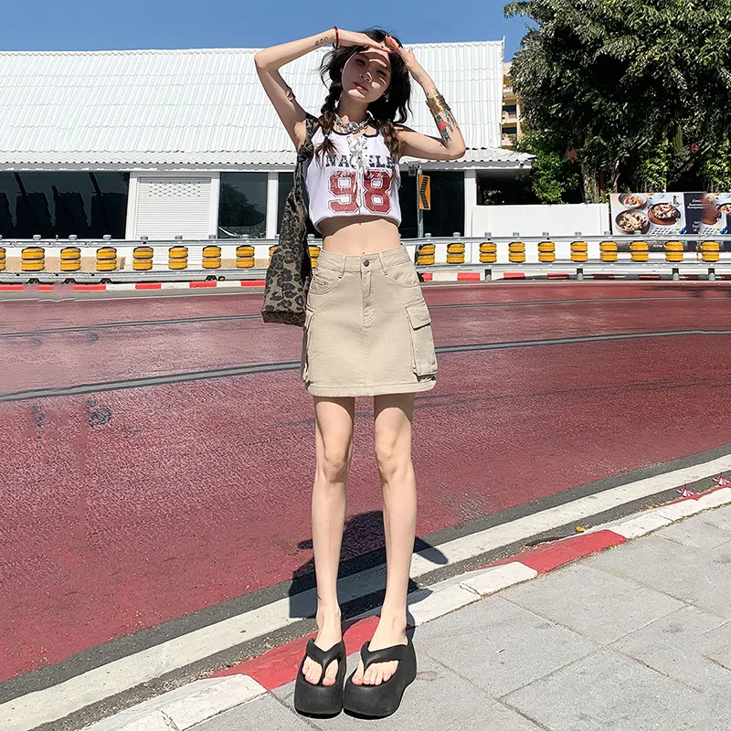 Rose Denim Short Skirts Unisex-9