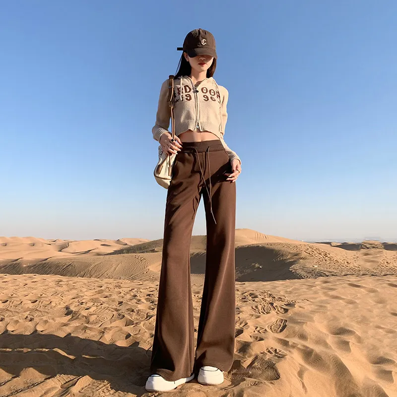 Rose Casual Pants Women's Dark Coffee-4