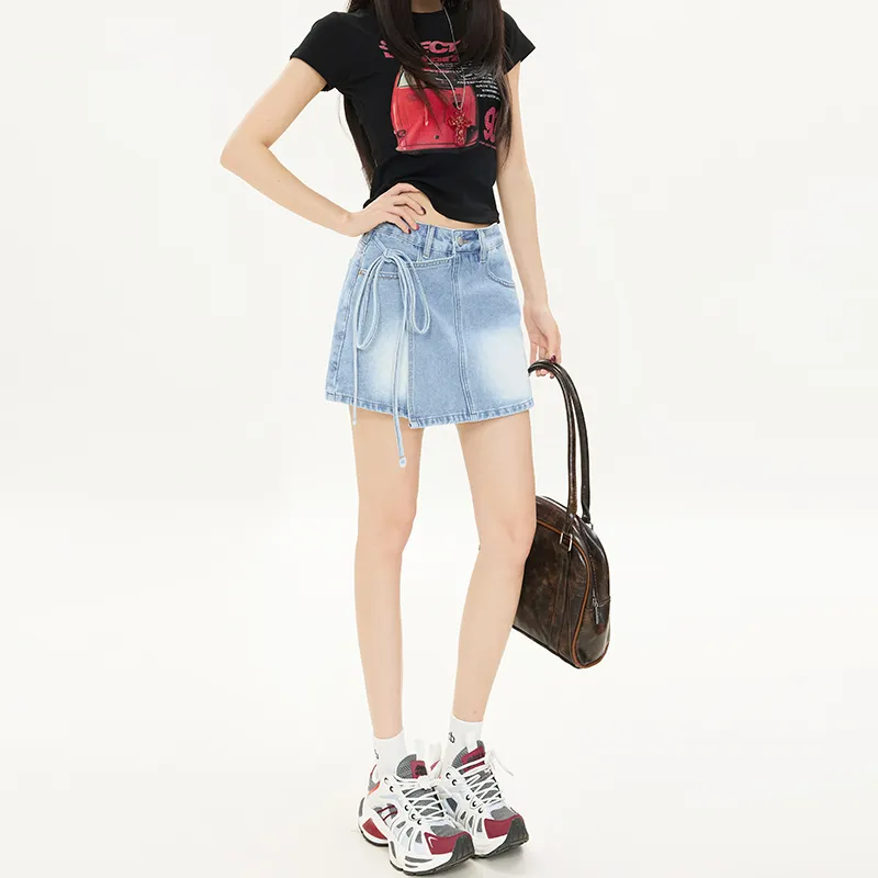 Rose Denim Short Skirts Women's-4