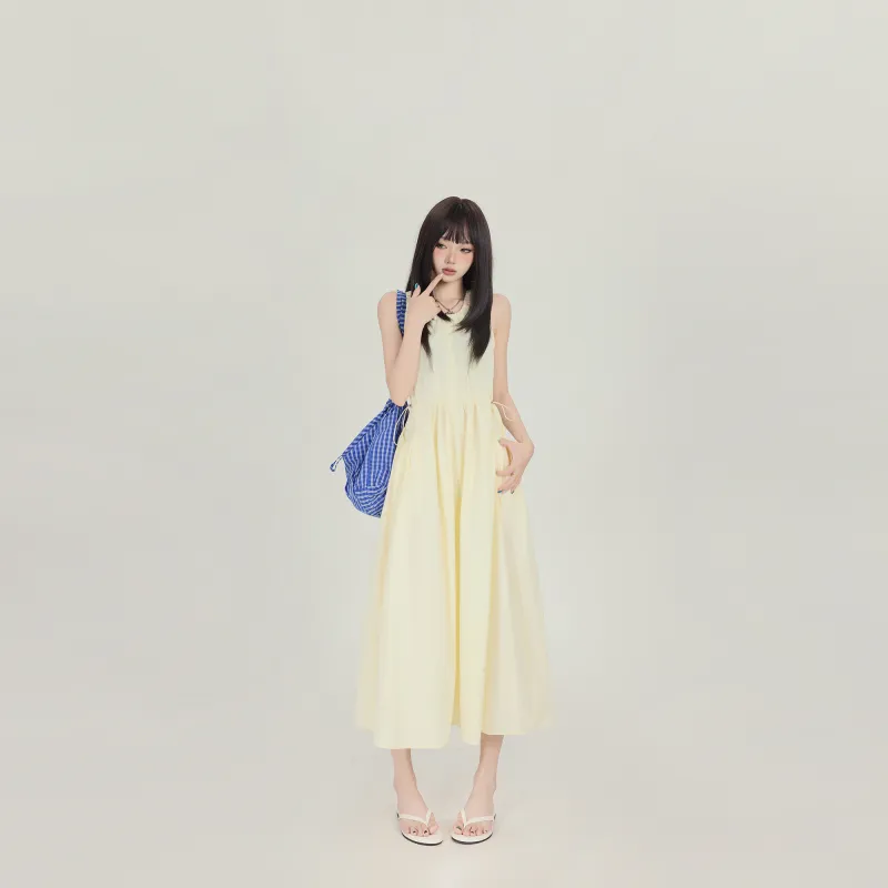 Rose Slip Dresses Women's Yellow-3
