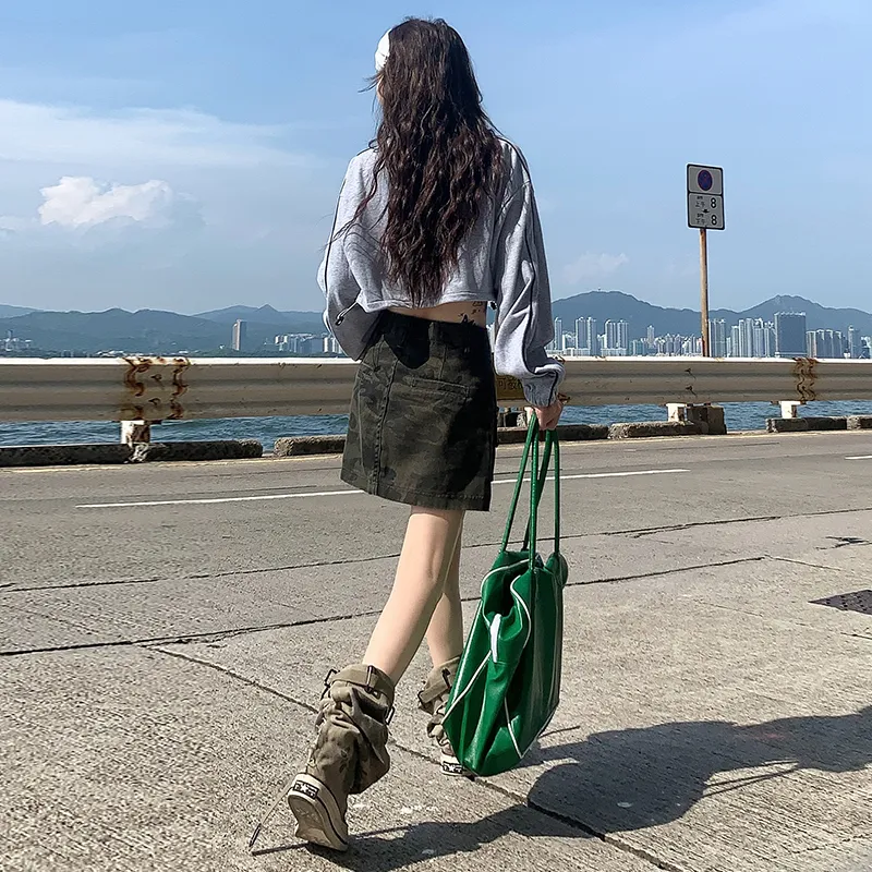 Rose Cargo Short Skirts Women's Army Green-5
