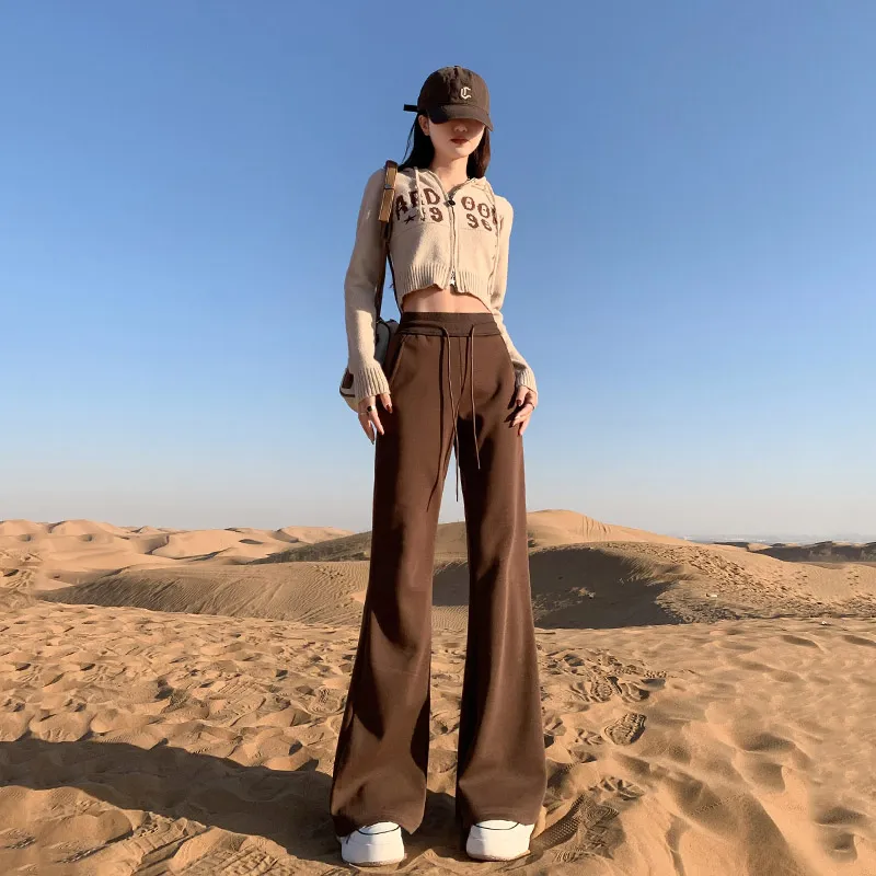 Rose Casual Pants Women's Dark Coffee-2