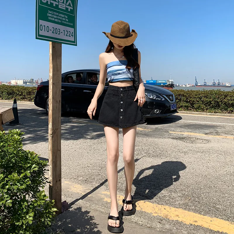 Rose Denim Short Skirts Women's-6