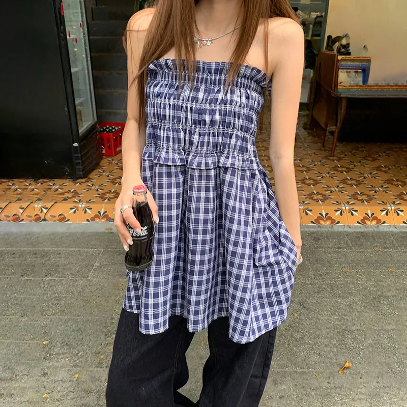 Rose Casual Long Skirts Women's Blue-4