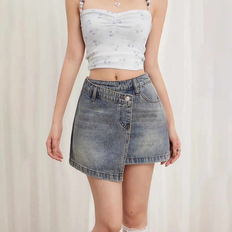 Rose Denim Short Skirts Women's-4