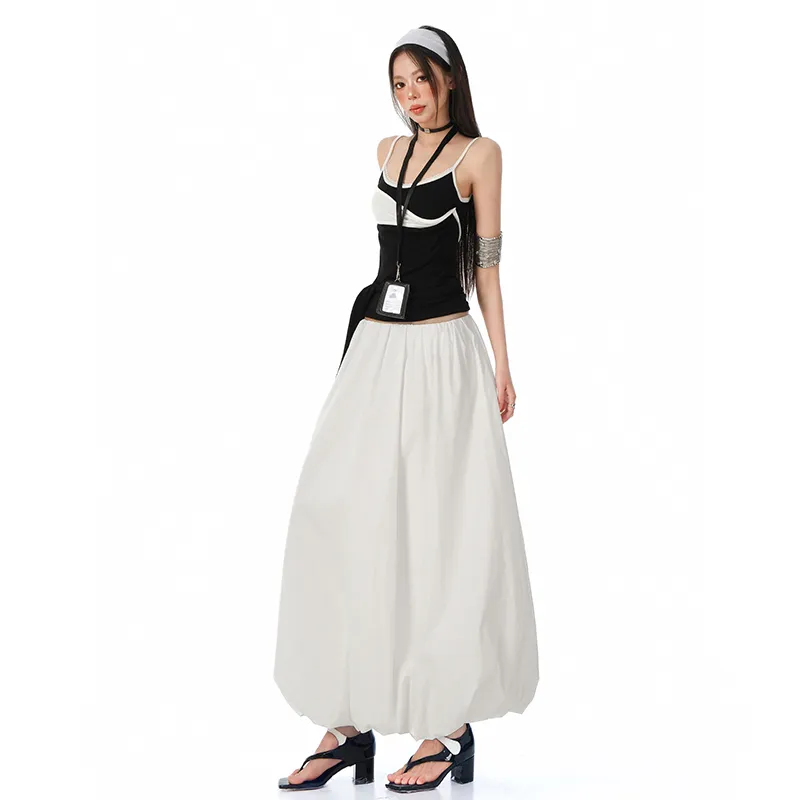 Rose Casual Long Skirt Women's White-3