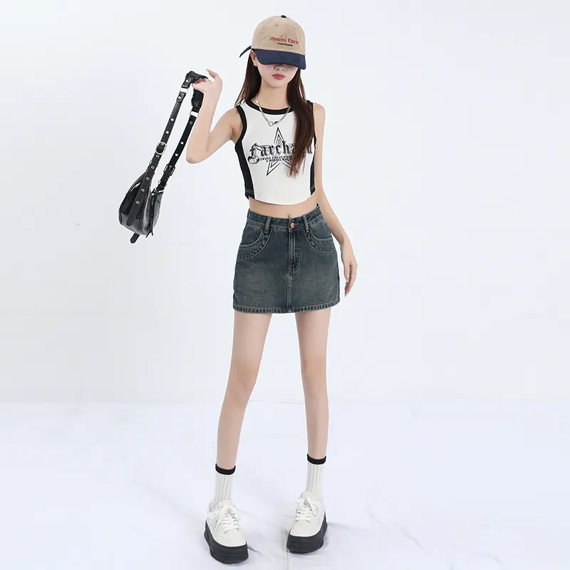 Rose Denim Short Skirts Women's-4
