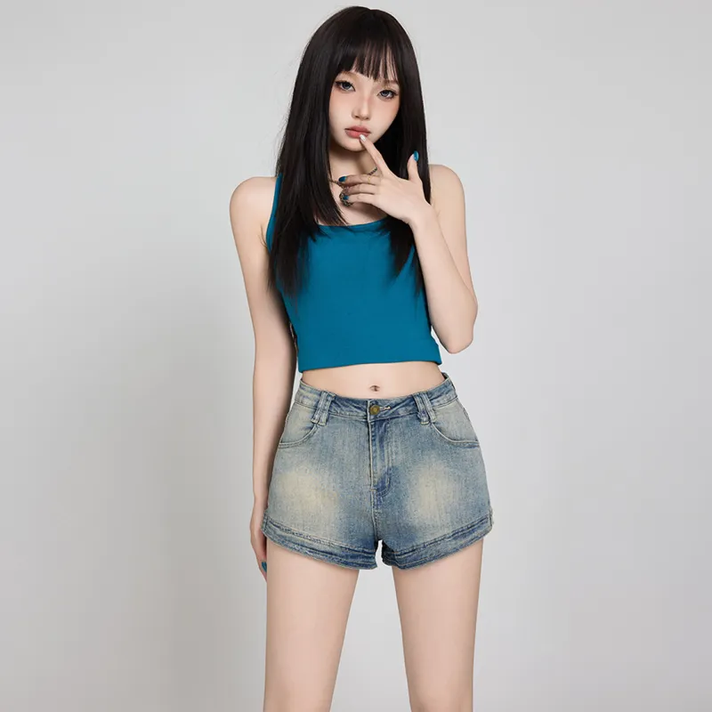 Rose Denim Shorts Women's-4