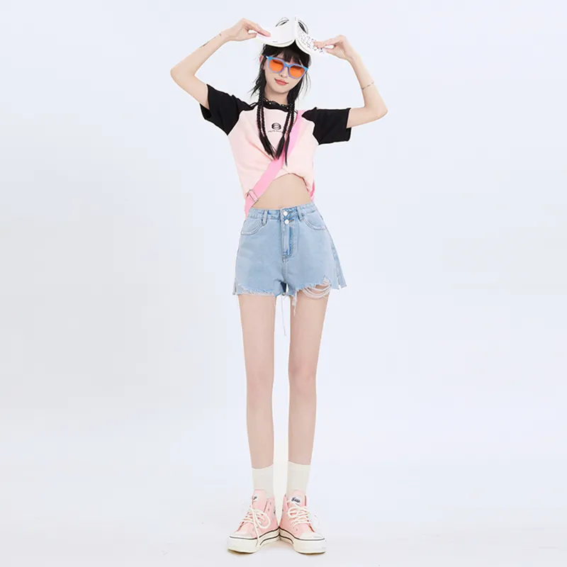 Rose Denim Shorts Women's-10