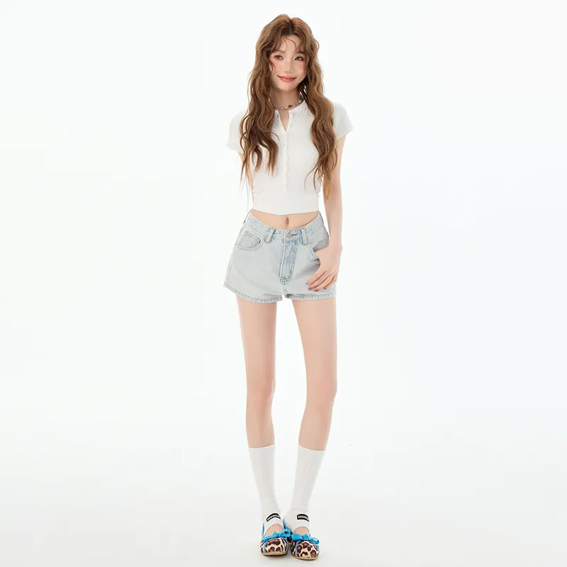 Rose Denim Shorts Women's-8