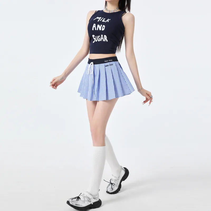 Rose Casual Short Skirts Women's Blue-4