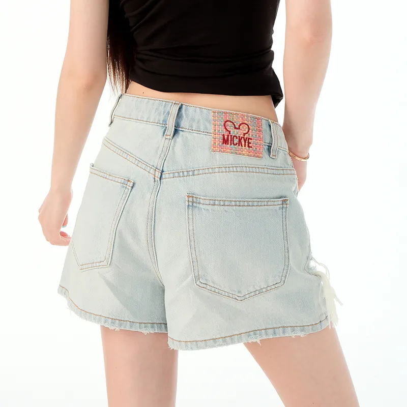 Rose Denim Shorts Women's Light Blue-1