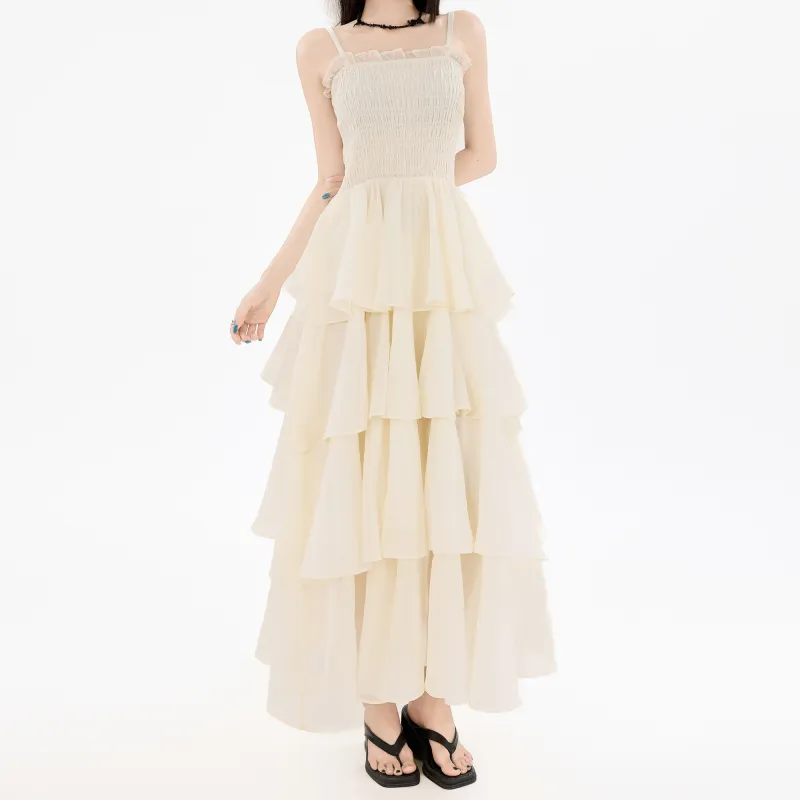 Rose Slip Dresses Women's Beige-3