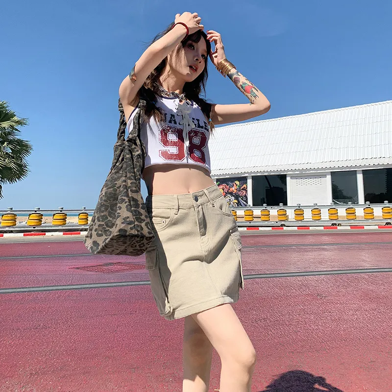 Rose Denim Short Skirts Unisex-11