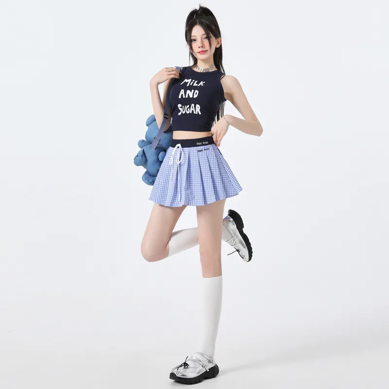 Rose Casual Short Skirts Women's Blue-2