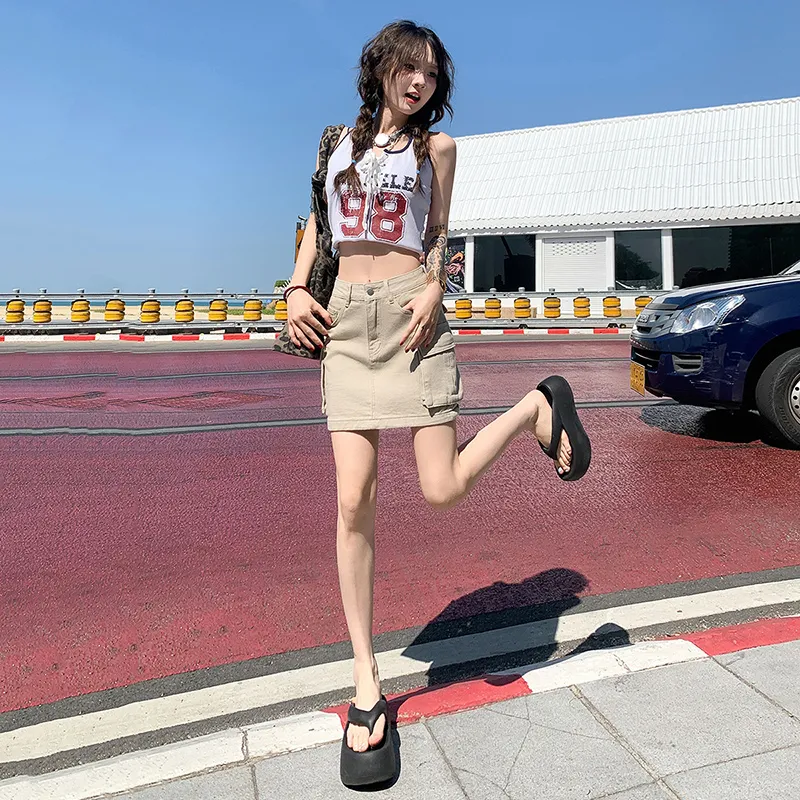 Rose Denim Short Skirts Unisex-10