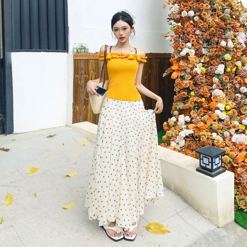 Rose Casual Long Skirts Women's Ecru-6