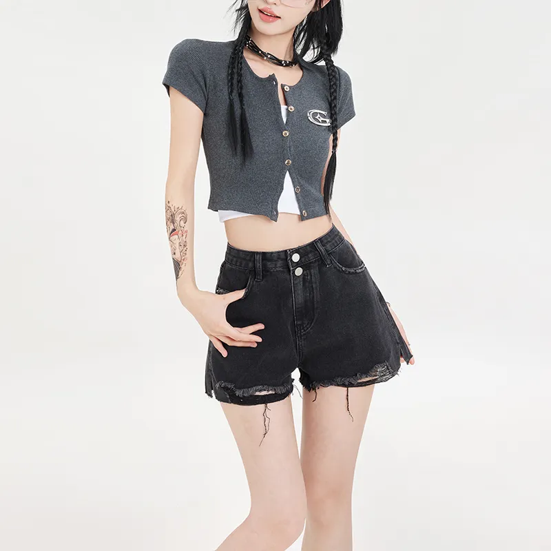Rose Denim Shorts Women's-4