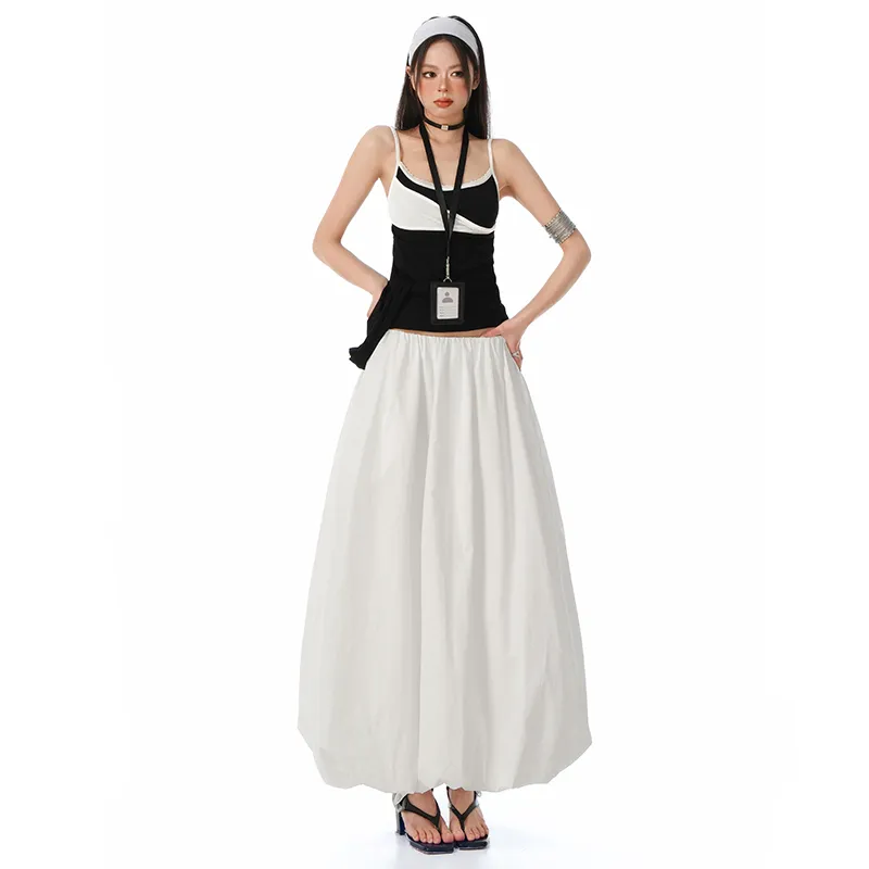 Rose Casual Long Skirt Women's White-4