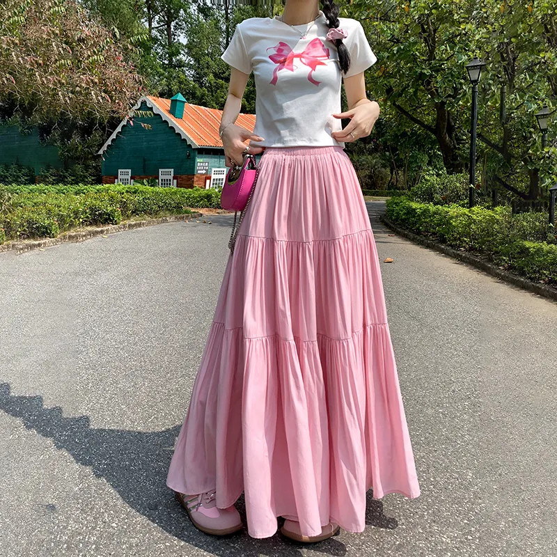 Rose Casual Long Skirts Women's-5