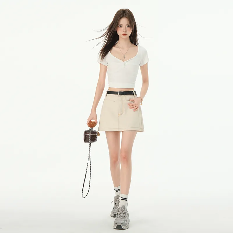 Rose Denim Short Skirts Women's-8