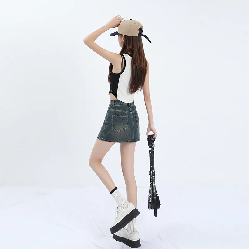 Rose Denim Short Skirts Women's-5