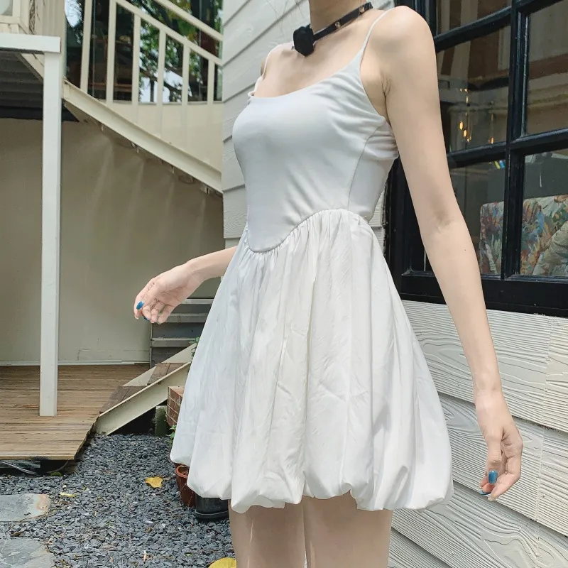 Rose Slip Dresses Women's White-6