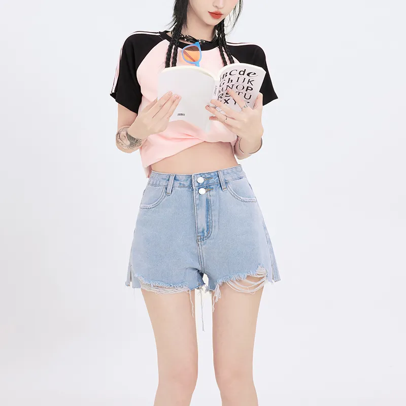 Rose Denim Shorts Women's-11
