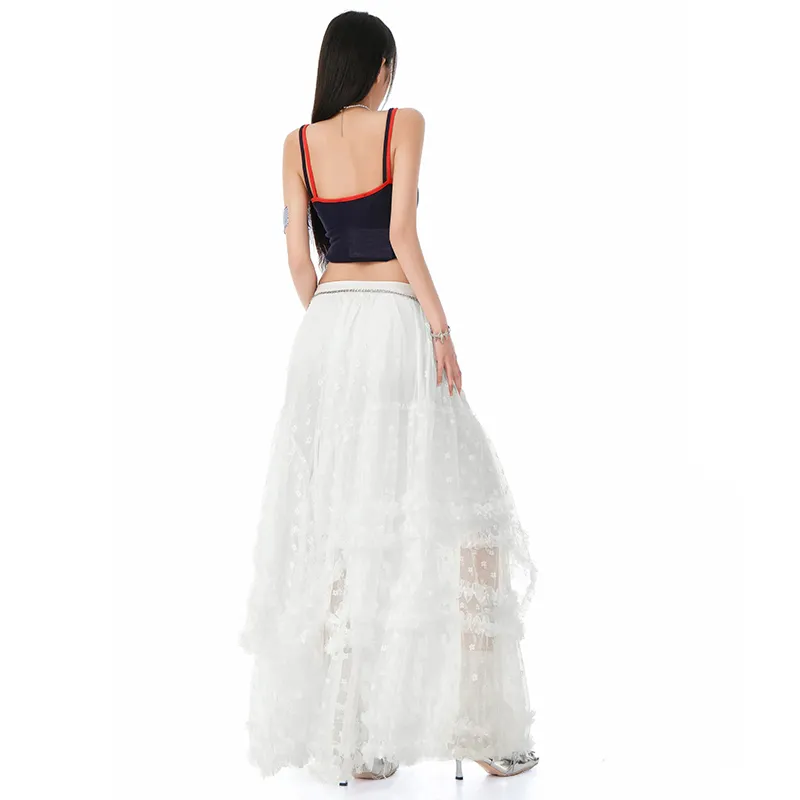 Rose Casual Long Skirt Women's White-2