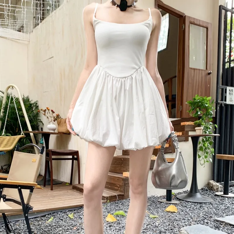 Rose Slip Dresses Women's White-2