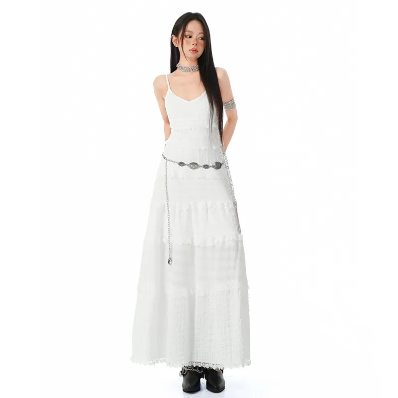 Rose Slip Dress Women's White Camisole Dress-6