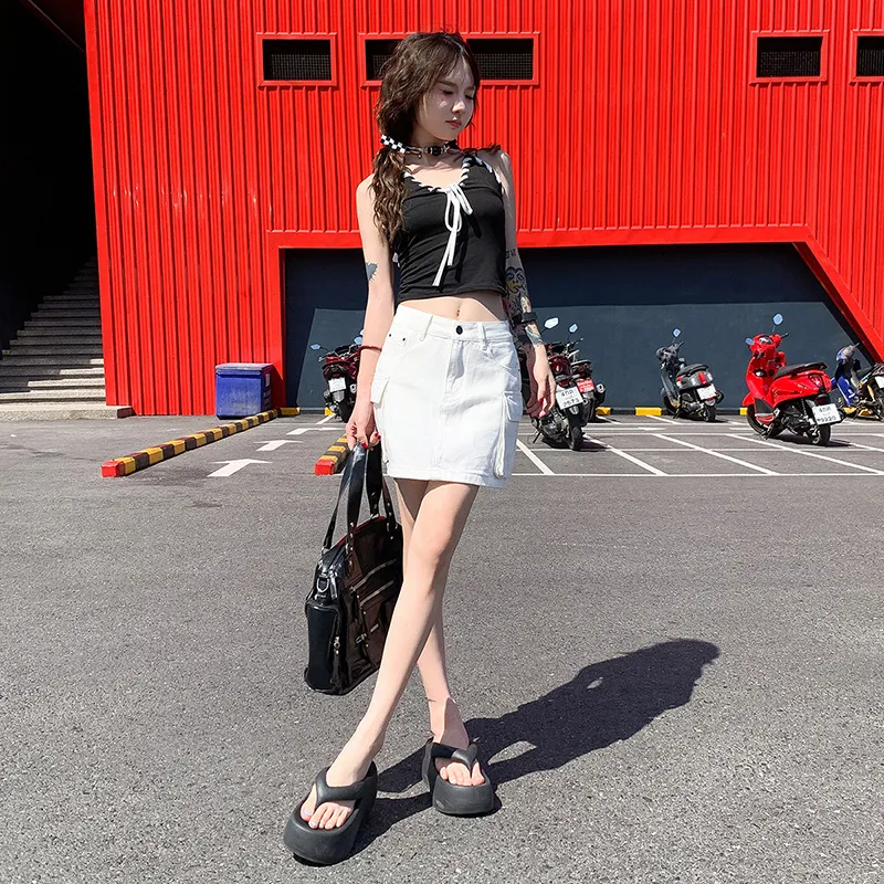 Rose Denim Short Skirts Unisex-2