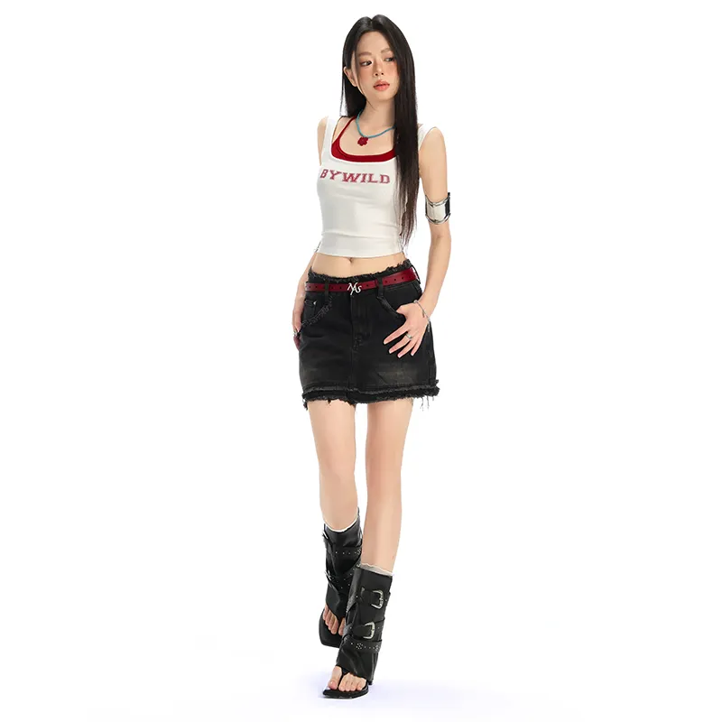 Rose Denim Short Skirts Women's-8