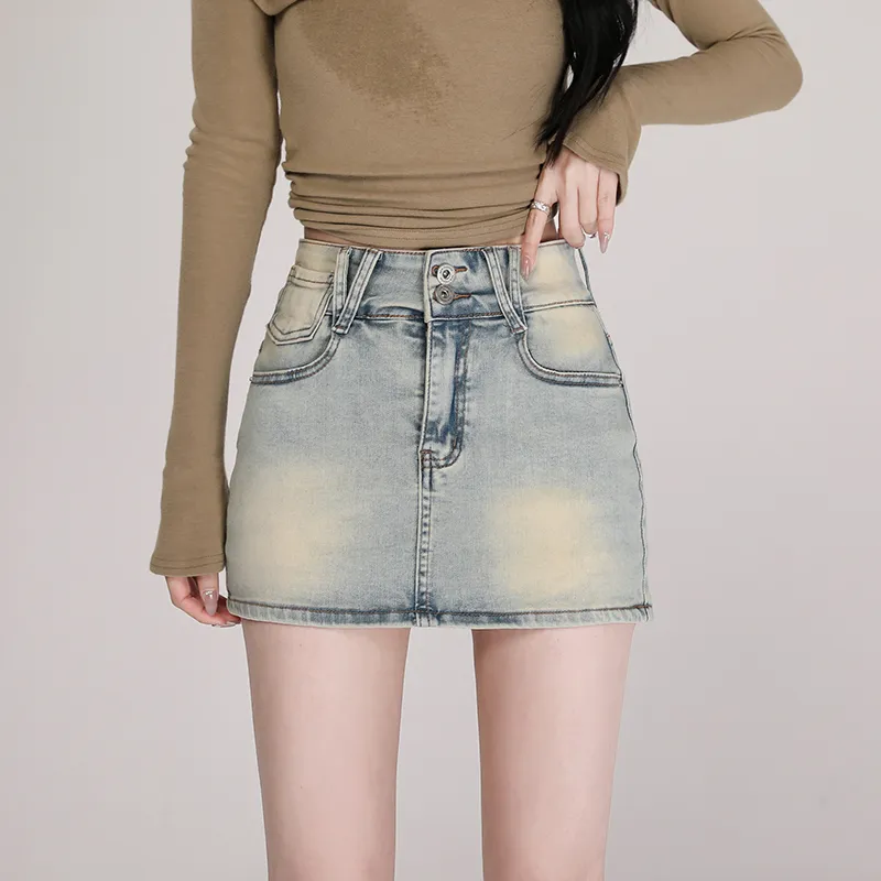 Rose Denim Short Skirts Women's Light Blue-6